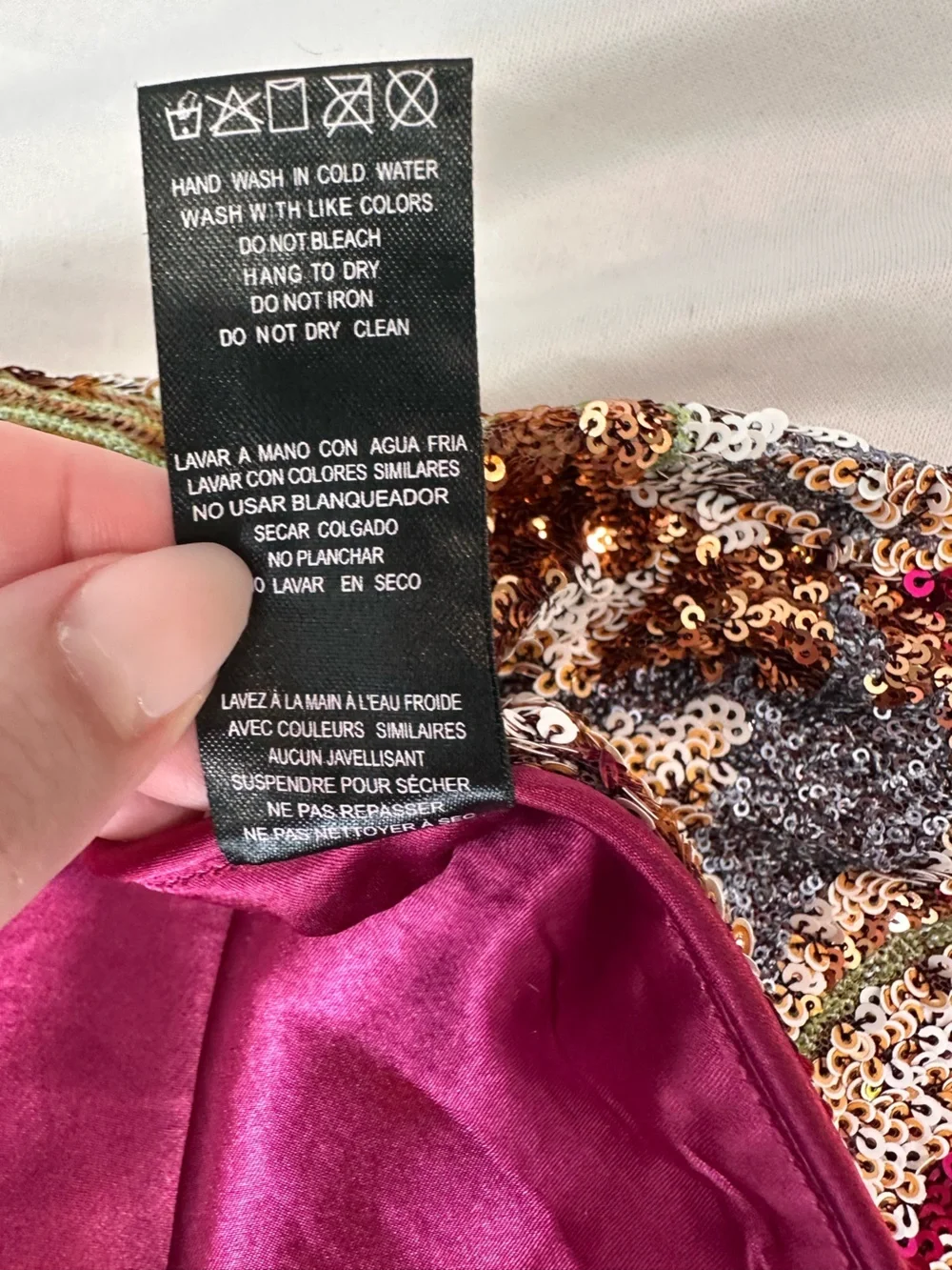 Bebe Fully Sequined Mini Skirt Small Floral Gold Magenta Festival Bachelorette